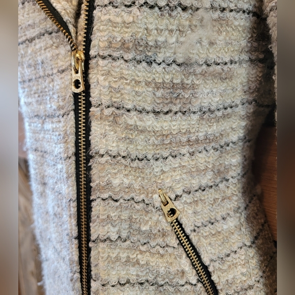 Lucky Brand Marled Knit Tweed Moto Asymmetrical Zip Up Blazer Jacket Small S ^^ - Picture 2 of 8